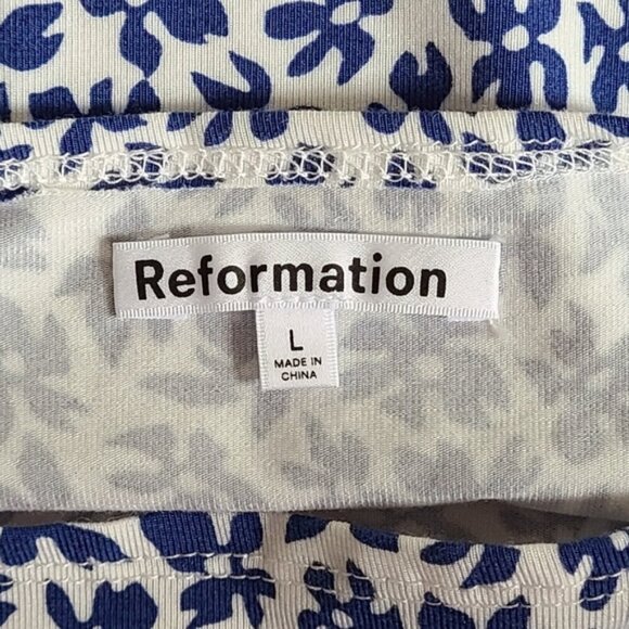 NWOT Reformation Rika Blue Floral Bombay Knit Top Women's Size L - Picture 10 of 14